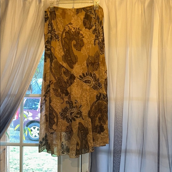 Metro Wear Dresses & Skirts - Metro Wear Asymmetrical Paisley Skirt - Brown and Cream